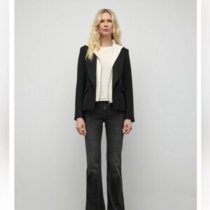 Iris Setlakwe Nave and White Blazer with Hood